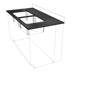 Black Phenolic Resin Sink Top, 3/4" T x 30"W x 60"L, for 2 15x18 Sinks